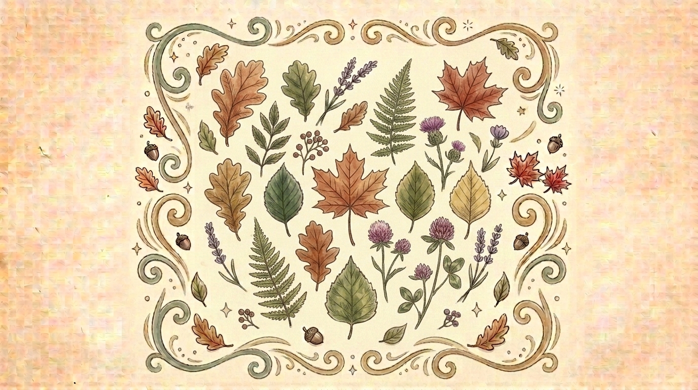 Illustration pressed leaves, article « Matura 2026, jak przygotować uczniów w 12 tygodni »